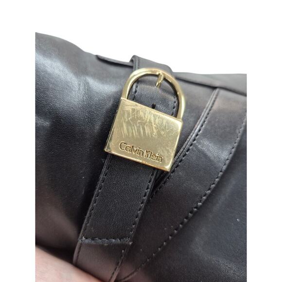 CALVIN KLEIN JEMAMINE $230 Black Vegan Leather Designer Tall Heel Boots 9.5 - Picture 8 of 8